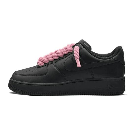 "AF1" Black - Pink Rope Laces