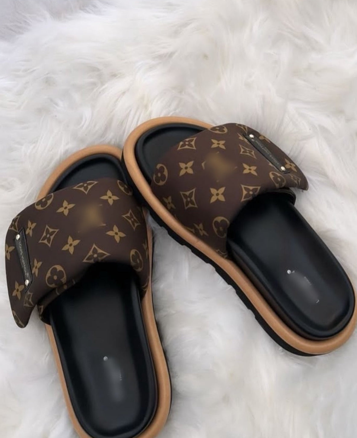 LV Sandalen Weiß Pink Braun