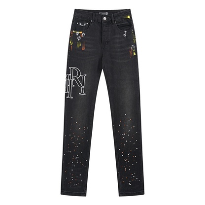 Amr Staggered Logo Jeans