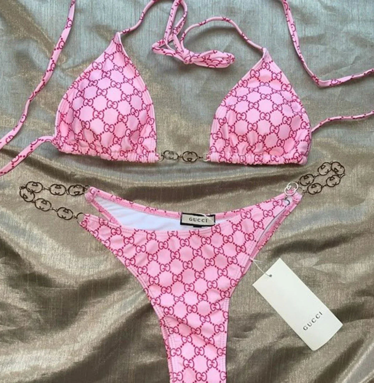 "GG" Pink Chain Bikini