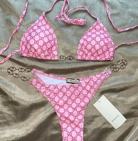 "GG" Pink Chain Bikini